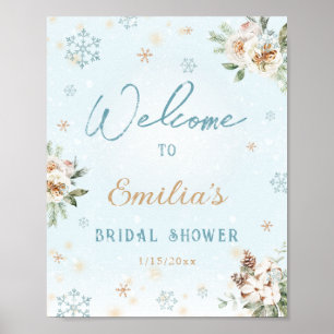 Poster Mariage Fantaisiste Blanc Hiver Neige Gelée