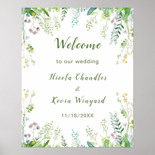 Poster Mariage Feuille Eucalyptus Greenery (Devant)