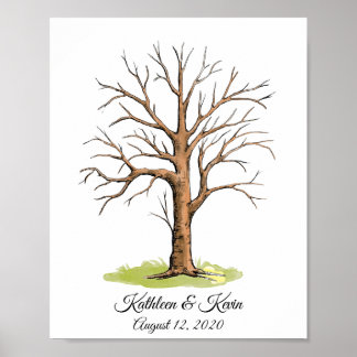 Poster Mariage Fingerprint Tree invité Réserver N.2