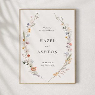 Poster Mariage Fleur sauvage Terre Téléchargeable Bienven