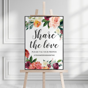 Poster Mariage Floral Automnal Bourguignon Rustique Parta