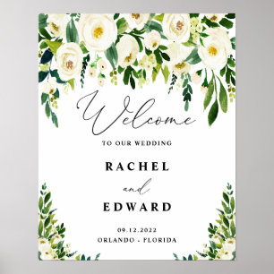 Poster Mariage floral blanc