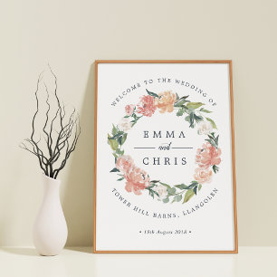 Poster Mariage Floral de miété Bienvenue