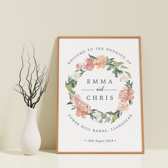 Poster Mariage Floral de miété Bienvenue (Créateur téléchargé)
