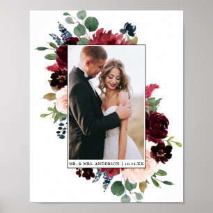 Poster Mariage Floral Élégant à l'Aquarelle