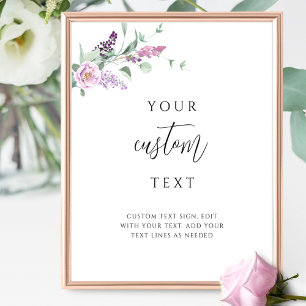 Poster Mariage floral mauve avec texte personnalisé
