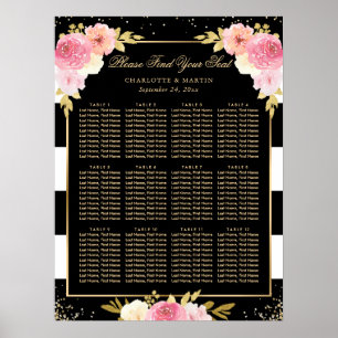 Poster Mariage floral rose d'or noir Graphique 12