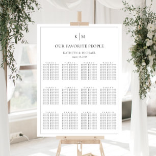 Poster Mariage frontalier minimaliste 12 Tableaux de sièg