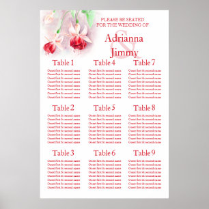Poster Mariage fuchsia rose rouge Planificateur de table 