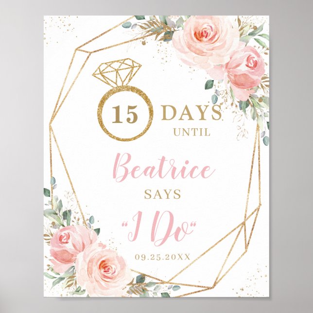 Poster Mariage géométrique flush flush or JE le faire (Devant)