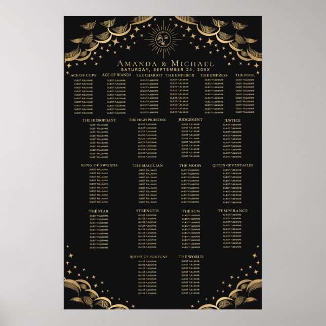 Poster Mariage Gold Sun & Moon Tarot (Devant)