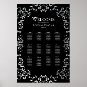 Poster Mariage gothique argenté et noir