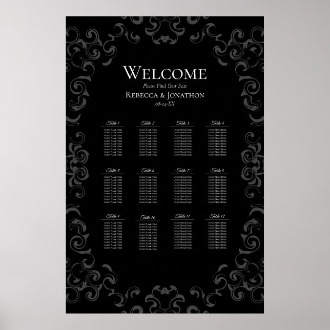 Poster Mariage gothique gris et noir (Devant)