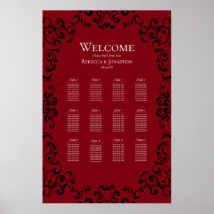 Poster Mariage gothique rouge et noir