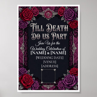 Poster Mariage Halloween gothique jusqu'à ce que la mort