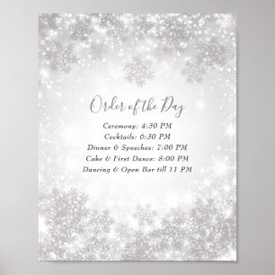 Poster Mariage Hivernal aux Flocons de Neige Ordre du Jou