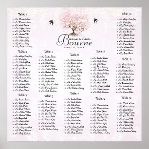 Poster Mariage Inséparable simple Pink Heart Leaf Tree