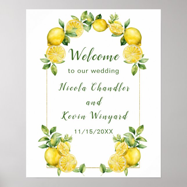 Poster Mariage italien citron vert accueil (Devant)