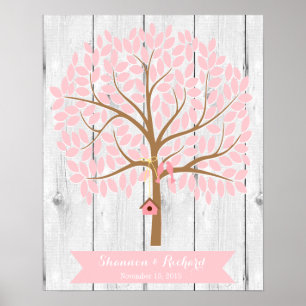 Poster Mariage Livre d'invité Alternative Arbre, feuille 
