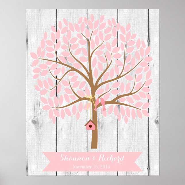 Poster Mariage Livre d'invité Alternative Arbre, feuille  (Devant)