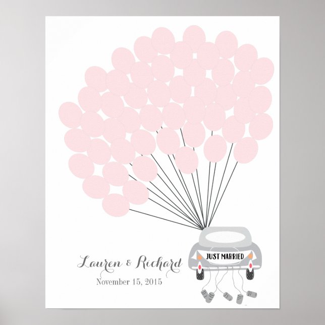 Poster Mariage Livre d'invité alternative avec 50 ballons (Devant)