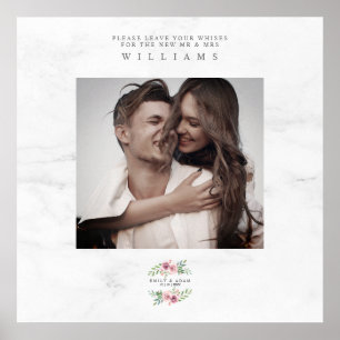 Poster Mariage Meilleurs Voeux Invité Photo Romantic Wrea