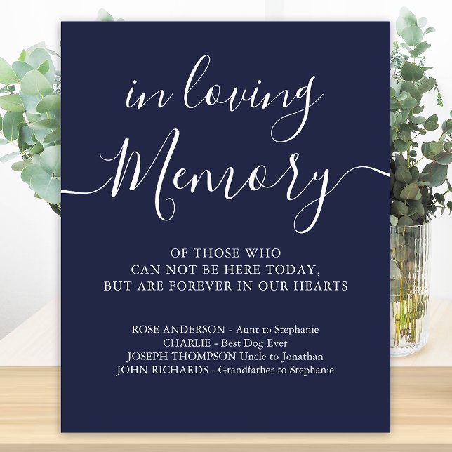Poster Mariage Mémorial Bleu Marine En Souvenir Affectueu (Créateur téléchargé)