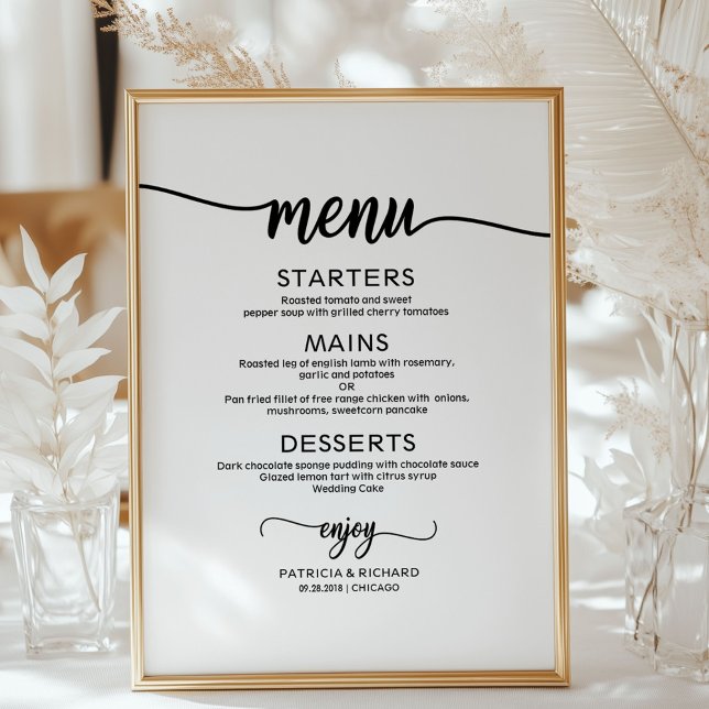 Poster Mariage Menu Signer Rustique Chic Calligraphie (Créateur téléchargé)
