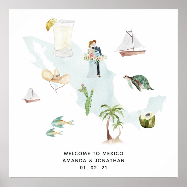 Poster Mariage mexicain Bienvenue (Devant)