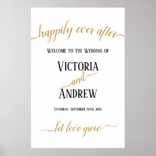 Poster Mariage minimal de script or moderne
