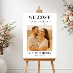 Poster Mariage minimaliste avec photo et écriture calligr
