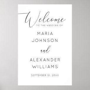 Poster Mariage Minimaliste Bienvenue en écriture noire