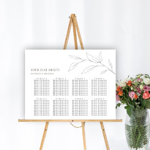 Poster Mariage minimaliste en feuilles d'olive 8 Table as