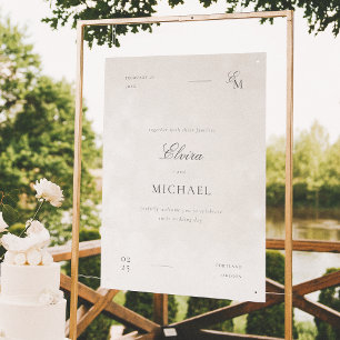 Poster Mariage Minimaliste Ivory Editorial de Bienvenue