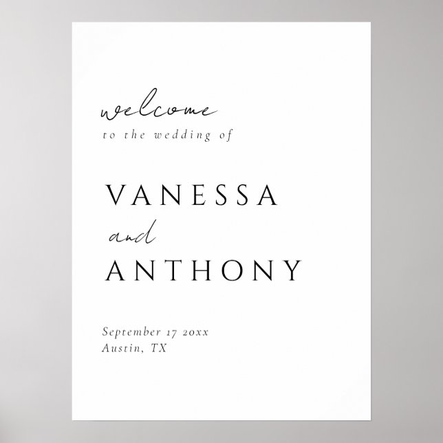 Poster Mariage minimaliste moderne Accueil (Devant)