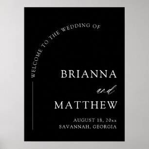 Poster Mariage minimaliste moderne noir et blanc