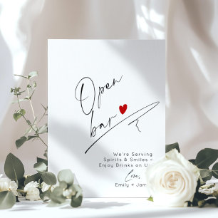 Poster Mariage minimaliste Open Bar moderne
