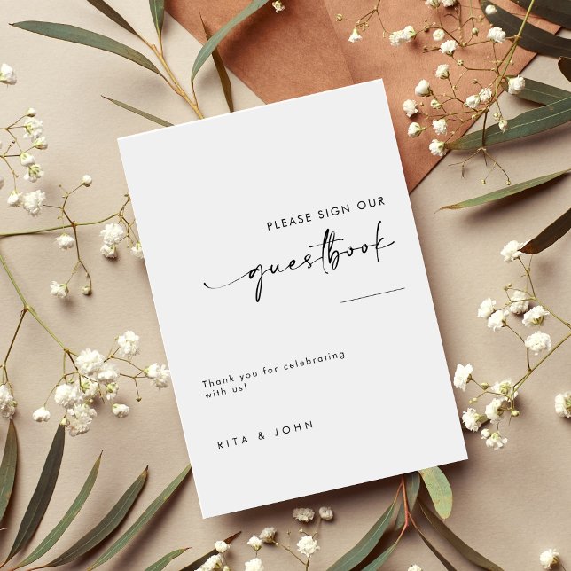 Poster Mariage moderne chic S'il vous plaît signer notre  (Créateur téléchargé)