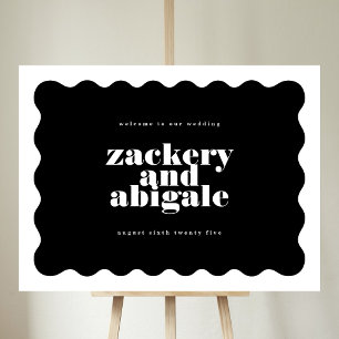 Poster Mariage moderne Gras fractionné noir blanc