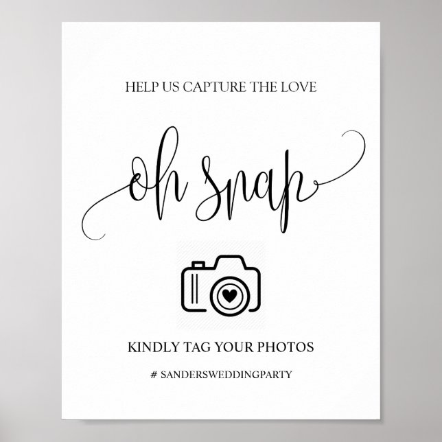 Poster Mariage moderne Oh Snap Sign (Devant)