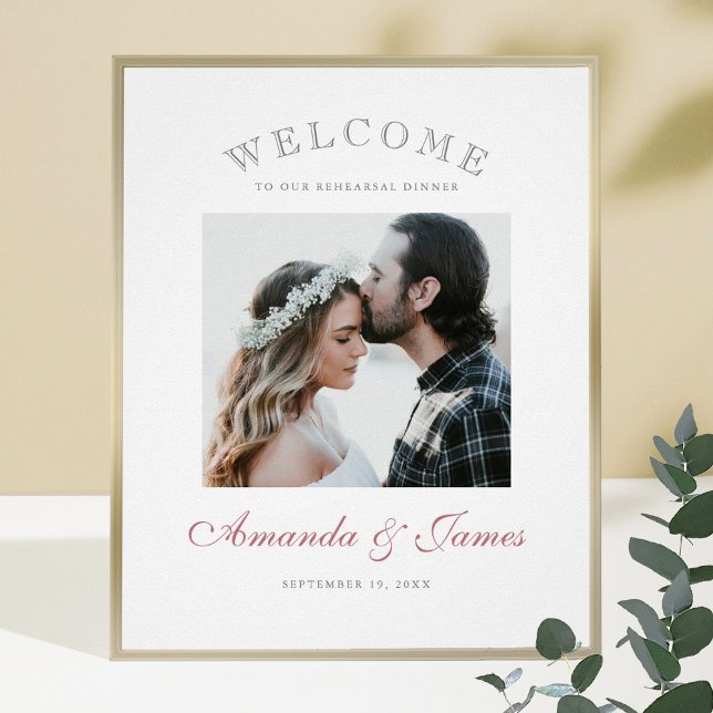 Poster Mariage moderne photo de bienvenue écriture rose d (Créateur téléchargé)