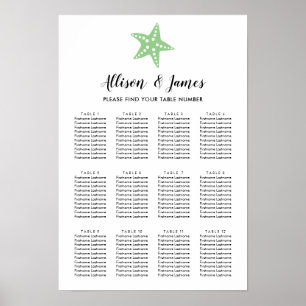 Poster Mariage moderne Starfish Signal, Vert