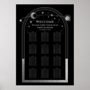 Poster Mariage mystique Black Silver Sun Moon Stars