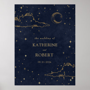 Poster Mariage mystique de la lune d'or céleste