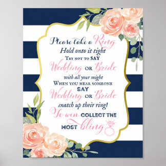 Poster Mariage Navy Gold Foil | Panneau de Baby Shower 8x