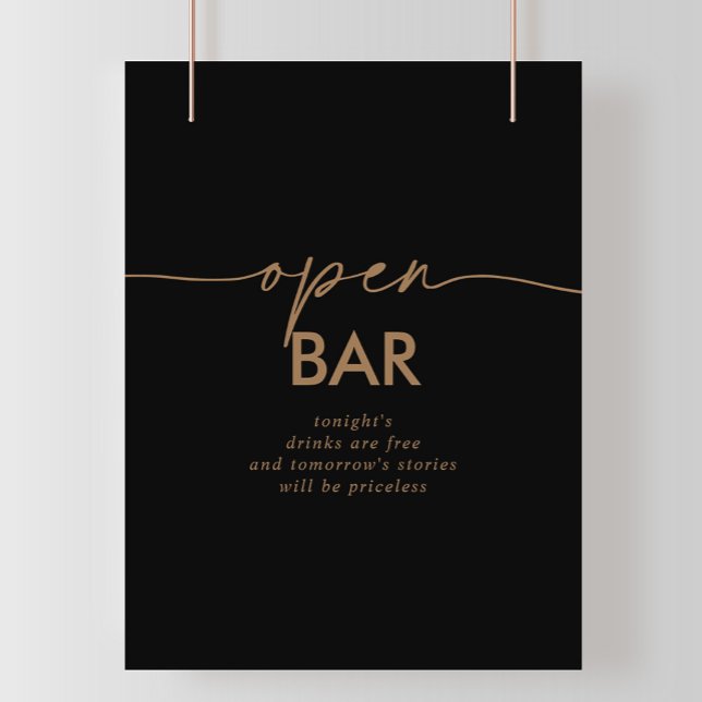 Poster Mariage noir classique Open Bar Sign (Créateur téléchargé)