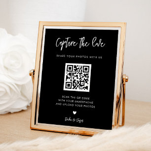 Poster Mariage noir contemporain Capturez le signe d'amou