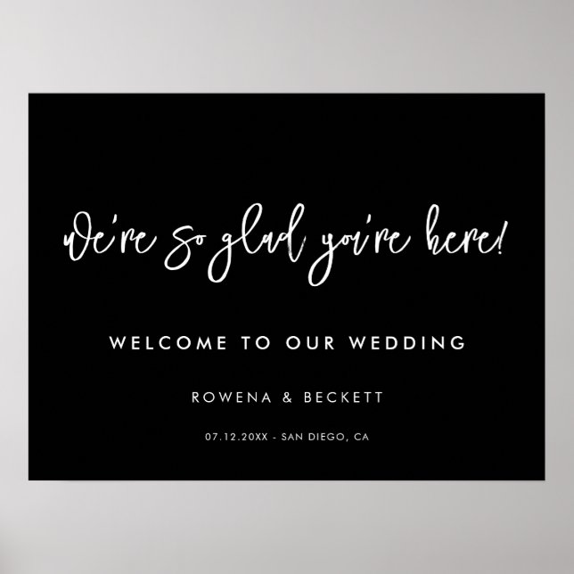 Poster Mariage noir contemporain Tellement content que tu (Devant)