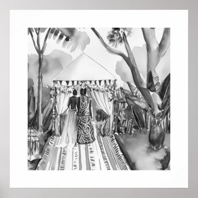 Poster Mariage noir et blanc (Devant)