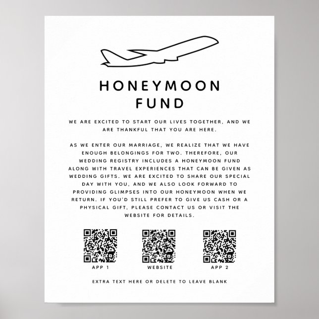 Poster Mariage numérique 3 QR Code Honeymoon Fund (Devant)
